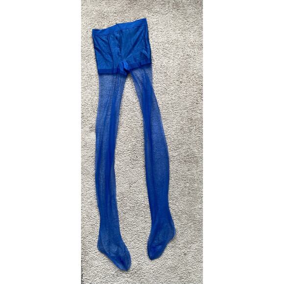 GIVENCHY Stockings Womens Size B Blue Shimmery Sheer Pantyhose Designer Tights - Picture 3 of 11
